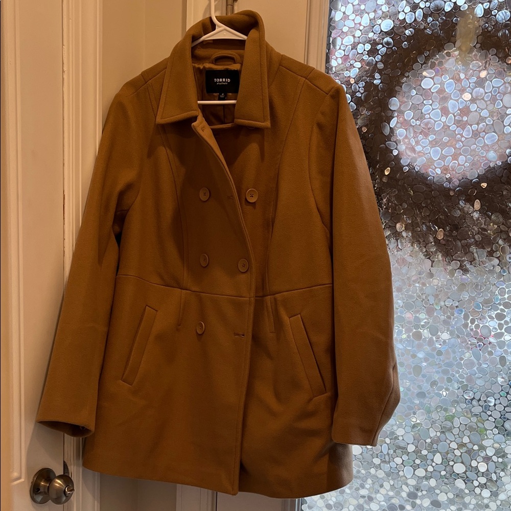 Torrid Camel Double-Breasted Pea Coat